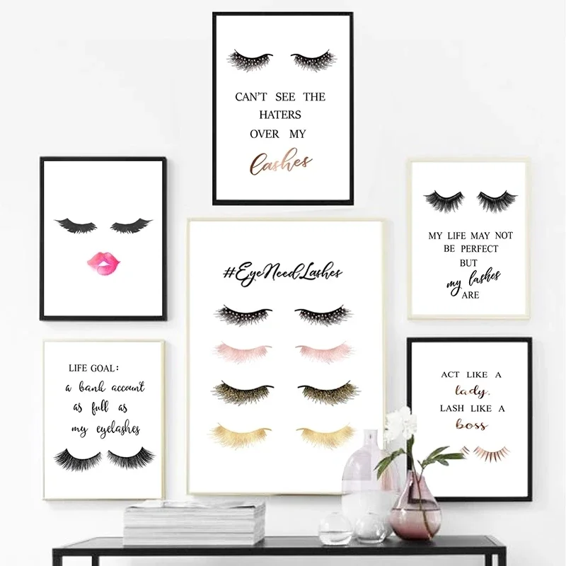 Eyelash Extension Quotes - 1 Buah Lukisan Kanvas Tanpa Bingkai